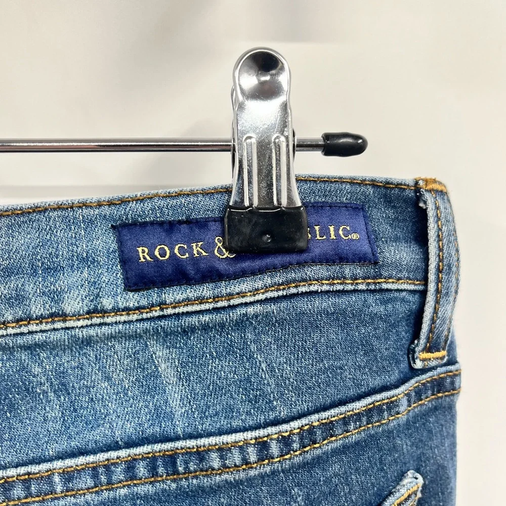 Womens Rock & Republic Mid-Rise Berlin Dark Wash Skinny Denim Jeans Size 10 - Picture 4 of 12